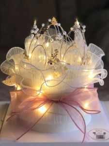 New Arrival Silk Crown Cake Decoration Fairy Ribbon Flower Bouquet Net Edge Goddess Birthday Headwear Festival Supplies