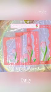 10pcs Pink Tulips Plastic Bag Flower Printed For Gift Bussiness Shopping Plastic Bag