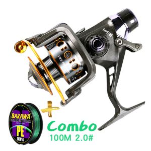 Combo 30 40 50 60 Double Brake Design Fishing Reel Super Strong Carp Fishing Feeder Spinning Reel Wheel Fishing MG Big Fish