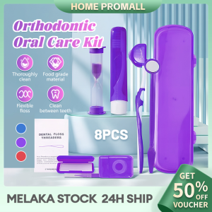 8Pcs/Set Teeth Cleaning Braces Toothbrush With Interdental Brush Floss Thread Wax Travel Kit Dental Orthodontic Care Brush Kit