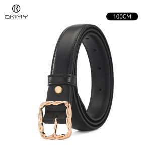 OKIMY เข็มขัดผู้หญิงแฟชั่นเข็มขัดหนัง PU สำหรับเด็กผู้หญิงปรับได้ดีไซน์หัวเข็มขัดสวยหรูสามารถสายรัดยาวได้