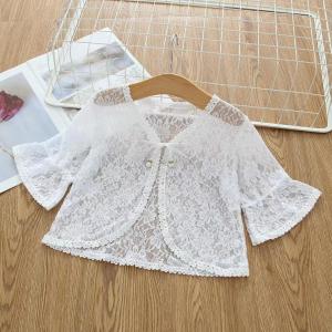Princess Style Lace Hollow out Summer Lightweight Short Sleeve Girls Shawl Childrens Air Conditioner Clothes Sun Protection Clothes
