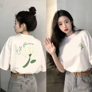 Summer New Style Womens Short Sleeve T-Shirt Black Pure Cotton Loose Fit Fashionable Top Korean Style round Neck Tee