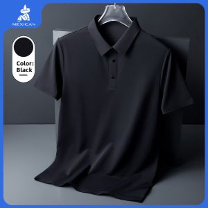 Mexican | Men and Womens Short Sleeve Summer Cool Silk Seamless Business Breathable Polo Shirt