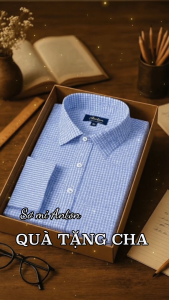 Áo Sơ Mi Nam Trung Niên Công Sở Anton Somianton Dài Tay Vải Cotton Kẻ Caro Xanh Nhỏ - AC26