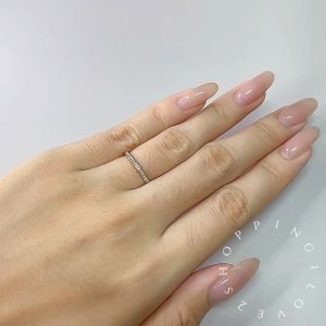 (Rg10)Titanium steel ring womens zircon niche simple style personalized ring thin 18k