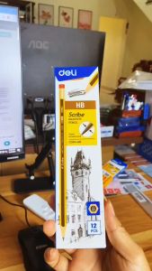 Hộp 12 cây bút chì Deli C004-2B/ C004-HB Viết chì có đầu tẩy - Chất lượng cao