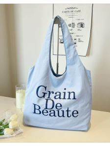 White Tiya Nylon Tote Bag Sweet Shoulder Casual Commuting Large Capacity Shopping Bag Simple Style Dual Strap Youth Friendly