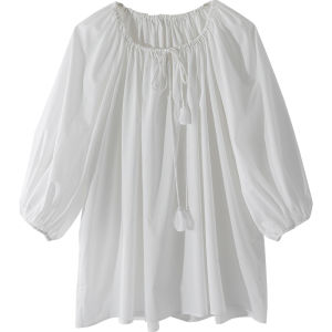 XEXZ | XEXZ Womens Pure Cotton Nightgown Set Comfortable French Short Pants Home Clothes Round Neck Sleeve Length Spring Autumn