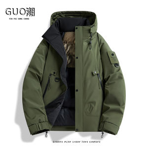 Winter Thickened down Cotton Jacket Outdoor Waterproof Casual Hooded Mens Fashionable Warm Coat Youthful Style Polyester Fiber