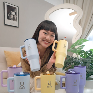 OVER CUP Flask Insulated Stainless Steel 1.2L & 900ML OVER Cup Durable Detachable PopSip Straw Lid 24 hours cold
