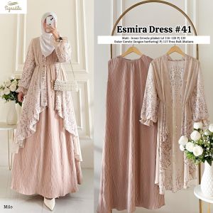 Gamis Brokat Alkana Premium Ori – Dress Muslim Tille Etnik Mix Marbela – Busui Friendly – Maxy Elegan