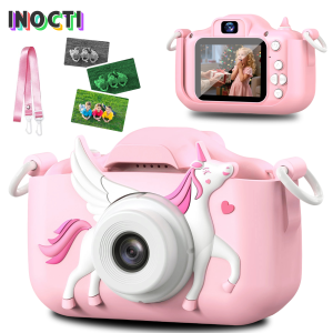 INOCTI Kids Digital Camera Toddler Video Camera 1080P HD Dual Lens For 3-12 Year Old Girls Christmas Birthday Gifts Toys