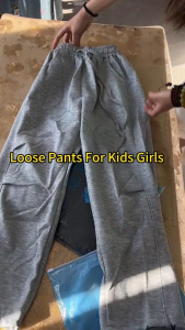 Loose Cargo Pants For Kids Girls 6-16yrs Wide leg Jogger Pants Baggy Pants Drawstring Elastic Waist WIth Pockets Sweat Pants Straight Pants Kids Casual Korean cargo pants baggy pants