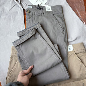 Classic Clean Cut Slim Fit Cotton Stretch Casual Pants Australian Washed Solid Color Mens Spring Autumn Comfortable Leisure Trousers