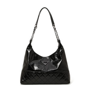 Aidrani Leather cowhide crescent metal chain bright plaid bag 2024 new fashion temperament ladies portable shoulder bag