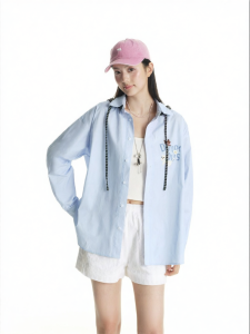 dangerouspeople | Stripe Patchwork Removable Hood Loose Trendy Shirt Spring