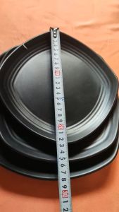 Dĩa nhựa melamine vuông đen nhám phục vụ nhà hàng quán ăn kt 21cm/24cm/26cm - DV157/158/159