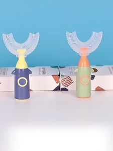 Bàn Chải Đánh Răng Hình Chữ U Dành Cho Trẻ Em Từ 2-12 Tuổi Silicone Mềm Cấp Thực Phẩm 360 ° Dụng Cụ Vệ Sinh Răng Miệng Di Động Tiện Lợi Khi Đi Du Lịch