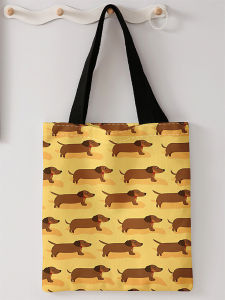 กระเป๋าถือลําลองพิมพ์ลายสุนัข กระเป๋าเป้แฟชั่นนํากลับมาใช้ใหม่ได้ กระเป๋าถือมัลติฟังก์ชั่น กระเป๋าช้อปปิ้งผ้าใบ