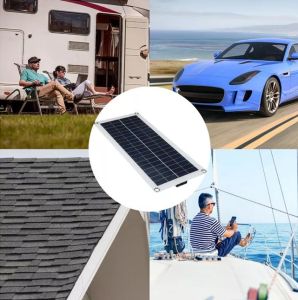 10W Portable Lightweight Polycrystalline Waterproof Outdoor Solar Panel with Dual USB Port Car Charger & Crocodile Clip