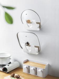 Kitchen Wall-Mounted Suction Cup Pot Lid Holder Spice Rack No-Drilling Cutting Board Stand Storage Shelf Cooking Utensil Organizer