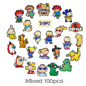 Hot Toys | Random 50/100pcs Rugrats Shoe Charm Cartoon for Shoe Accessories Dreations for Sandals Sneaker Classic Clog Kids X-mas Gifts