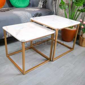 RumahLiyya Meja Besi Sudut Samping Ruang Tamu Minimalis Kaki Besi Premium - Cosmo Square Table