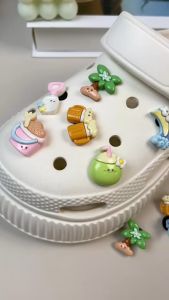 Bộ 12 Sticker Charm 3D chủ đề Coconut DIY Mayto gắn Dép Cross Dép Sục Cá Sấu JB-226