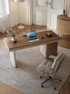 VANSO | Elegant Retro Cream Style Walnut Writing Desk