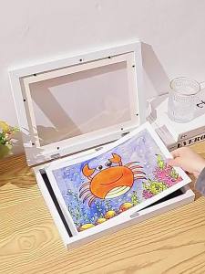 Flip Cover Magnetic Real Wood Photo Frame for Childrens Artwork Display