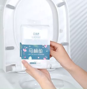 ใหญ่กว่าเดิม แผ่นกระดาษฝ้าย100% แผ่นรองนั่งชักโครกตอนใช้ห้องน้ำสาธารณะ ชนิดใช้แล้วทิ้ง เหมาะกับโถนั่งทุกรูปแบบ 1ห่อ/1ชิ้น ป้องกันสิ่งสกปรกได้ DIY