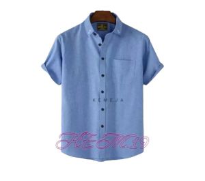 baju kemeja polos pria dewasa lengan pendek marun hitam Sage putih ukuran M sampai XXXL