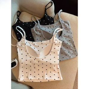 Polka Dot Strap Vest Womens Inner Wear 2024 New Summer Outerwear Beautiful Back Bra One Piece U-Back Sleeveless Top