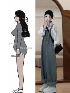 XUECAIQI | Plus Size Petite Womens Jeans Dungaree Loose Jumpsuit Set