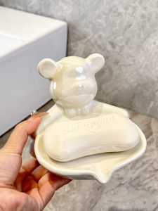 Large Size Bear Soap Dish Bathroom Decorative Storage Shelf Toilet Accessories Ceramic Material Nordic Style Home Decoration