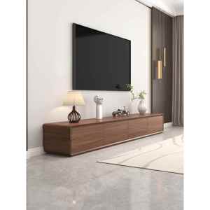 MUHUASHA | Living Room Walnut Colored Solid Wood TV Cabinet