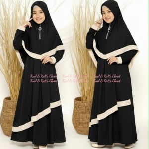 Kael& Kalis Closet Muslim Dress for Kids Maxi Dress with matching Hijab set for Kids ages 3-13 years old Stylish Versatile Soft and Premium Cotton spandex fabric