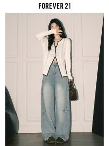 High Waist Wide Leg Blue Jeans Womens Straight Cut Loose Fit Casual Denim Pants High Waist American Style Forever 21