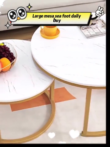 Tea table Round Combination Of Steel Wood Coffee Table Home Simple Modern Coffee Table 2-In-1