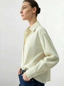 AMII | Office Style Collar Drop Shoulder Pleated Loose Shirt