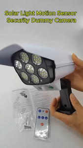 2-in-1 Solar Dummy Security Camera & Motion Sensor Light - Realistic Fake CCTV with Remote Control & Auto Lighting