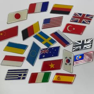 Miếng dán logo kim loại cao cấp hình cờ các Quốc gia