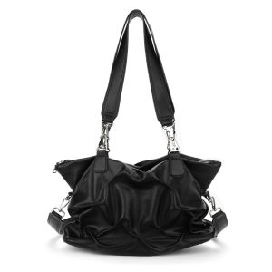JANDRESS | Advanced Black Crumpled Street Style Tote Bag Large Capacity Commuter Shoulder Crossbody
