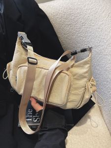 Trendy Casual Canvas Shoulder Bag Womens New 2025 Fashion Versatile Dumpling Bag High Quality Single Shoulder Slant Cross Bag
