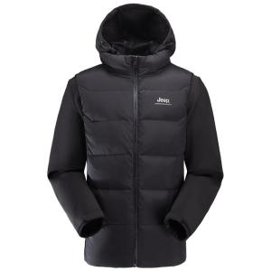 Jeep | Jeep Mens Down Vest Soft Shell Jacket Lightweight Portable Warmth Outerwear Double-Sided Wear Hooded White Duck Down Filling