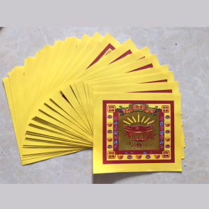 Gold Stamping Single-Sided Thick Paper Foldable Handmade Lotus Design Lucky Charm Colorful Paper for Cultural Business Use