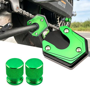 For KAWASAKI Z 650 800 900 1000 Z900 SE RS Z1000 SX Ninja 650 ZX 6R 10R Side Stand Enlarged Plate Kickstand & Tire Valve Caps