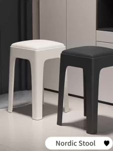 HARBOX Nordic Dining Chair Nordic Cushioned Stool Minimalist Chair Plastic Stool Stackable Plastic Stool Thickened Chair