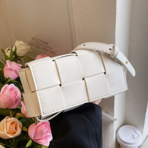 Fashionable Green Woven Mini Bag Womens Crossbody Bag White Chest Bag Summer 2025 New Style Small Square Bag Soft PU Material